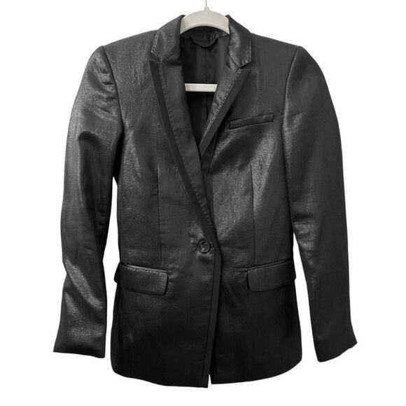 Armani Exchange Single Breasted Preppy Holiday Black Shiny Blazer Size Women's 0 - Picture 1 of 5